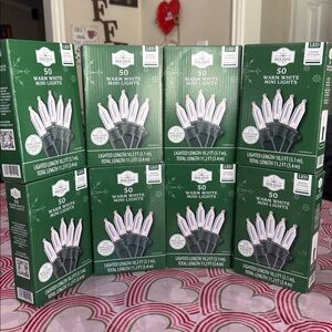 Holiday Time "Set of 8" 50-Count Mini Warm White LED Christmas String Lights